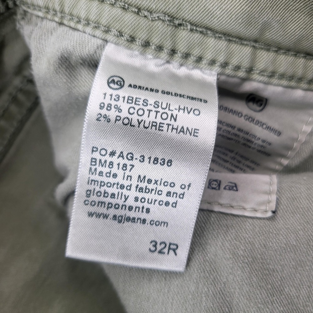 AG Adriano Goldschmied The Matchbox Jeans Mens 32x30 Light Green Slim Straight - Picture 5 of 9